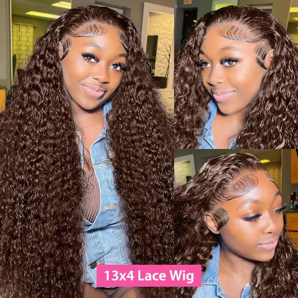 Chocolate Brown Curly Lace Front Wig