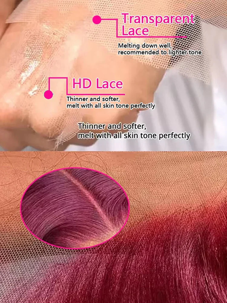 Body Wave Burgundy Human Hair Wigs