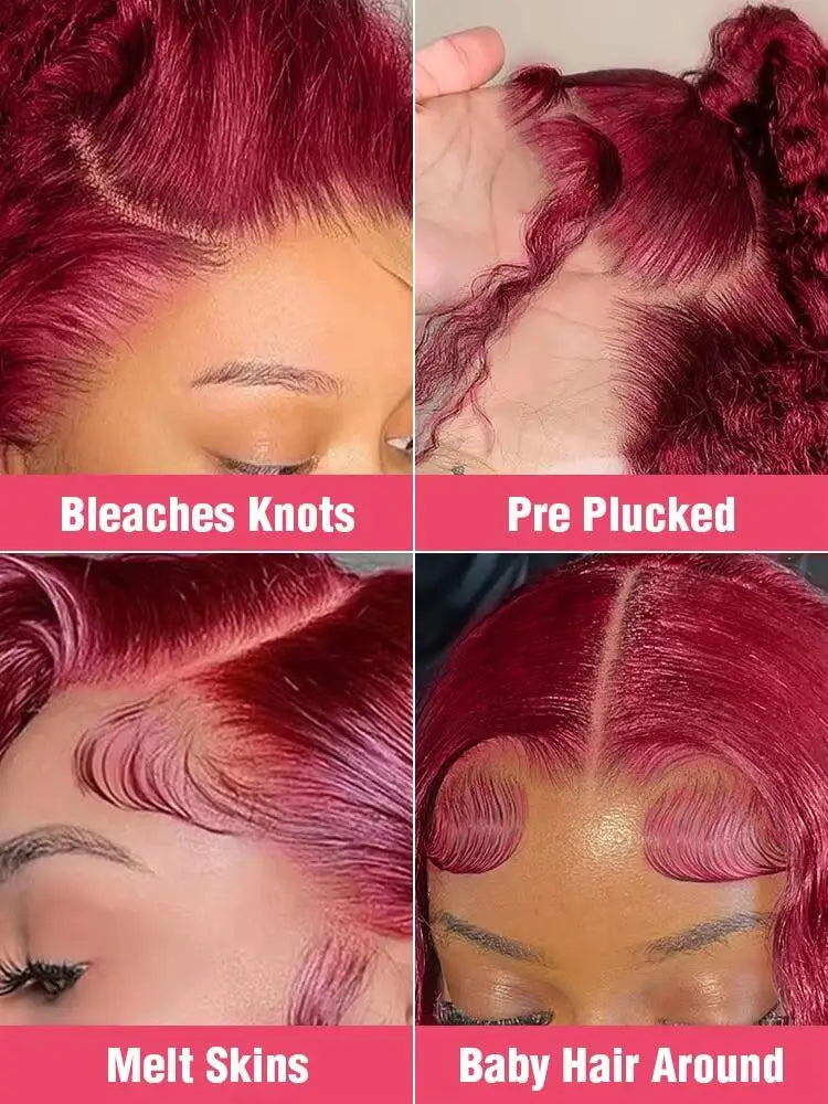 Body Wave Burgundy Human Hair Wigs