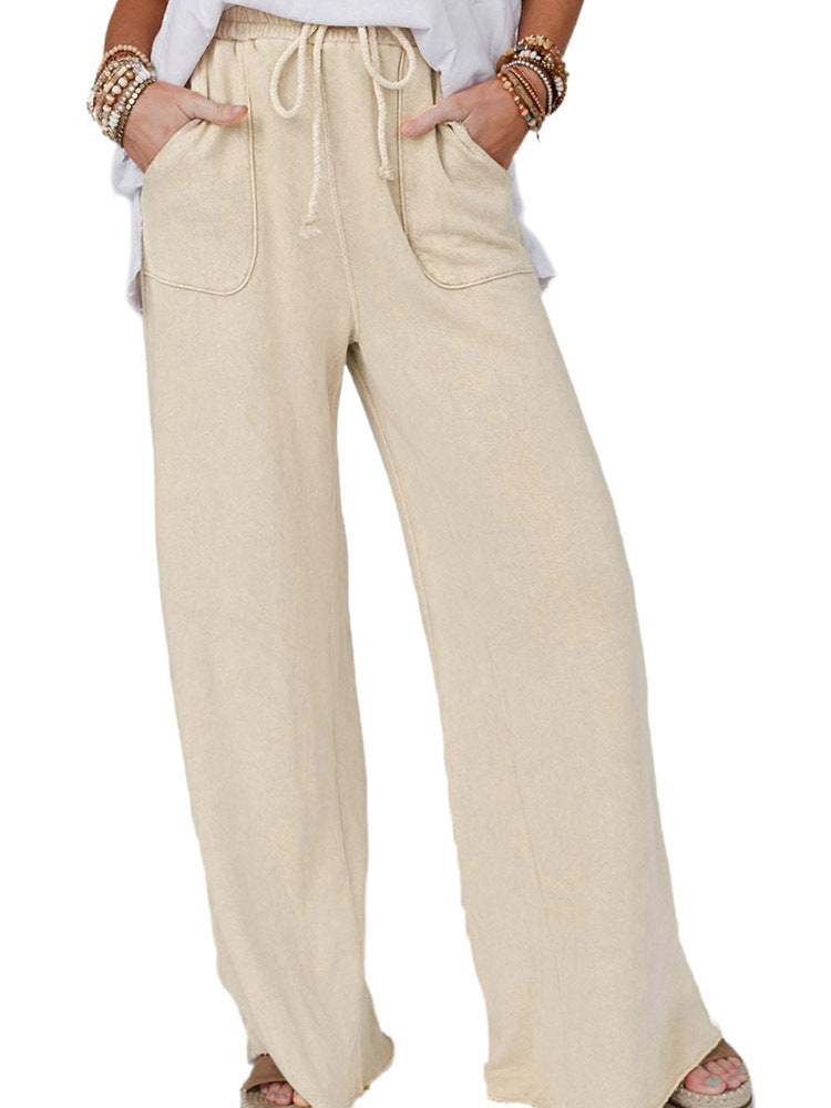 New Washed Drawstring Casual Pants