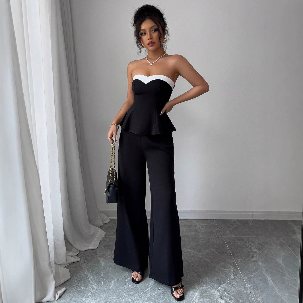 Off-the-shoulder Vest Wide-leg Trousers Set
